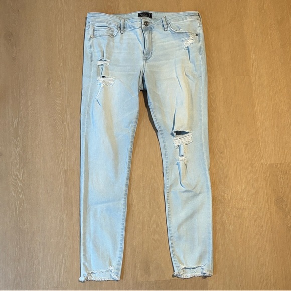 Abercrombie & Fitch Denim - Abercrombie & Fitch Light Blue Distressed Harper Super Skinny Jeans size 12